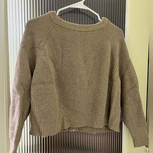 Light brown cropped long sleeve sweater